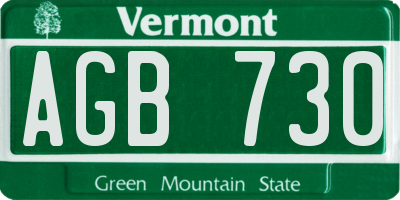 VT license plate AGB730