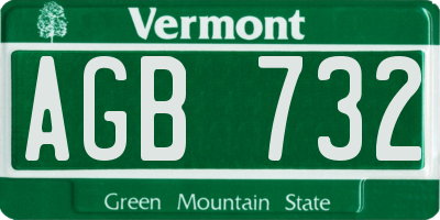 VT license plate AGB732