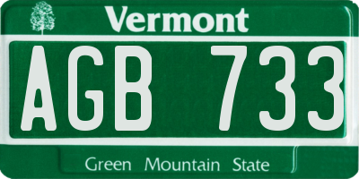 VT license plate AGB733