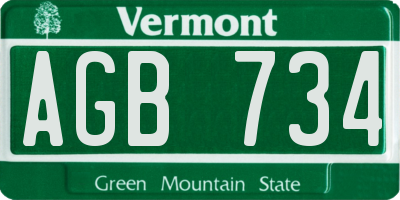 VT license plate AGB734