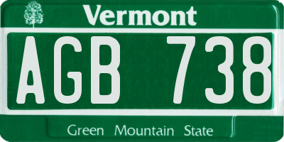 VT license plate AGB738