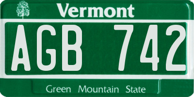 VT license plate AGB742