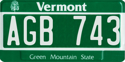 VT license plate AGB743