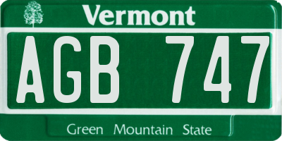 VT license plate AGB747