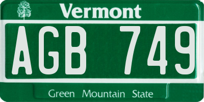 VT license plate AGB749