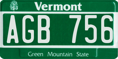 VT license plate AGB756