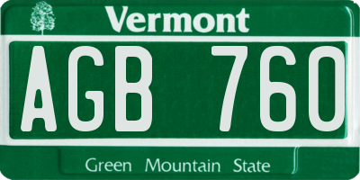 VT license plate AGB760