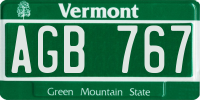 VT license plate AGB767