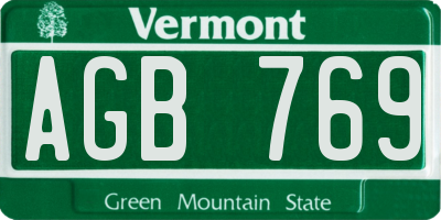 VT license plate AGB769