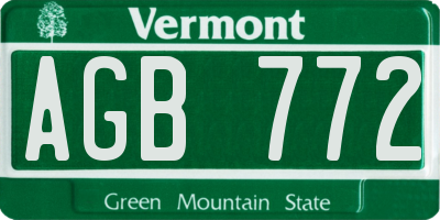 VT license plate AGB772