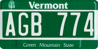 VT license plate AGB774