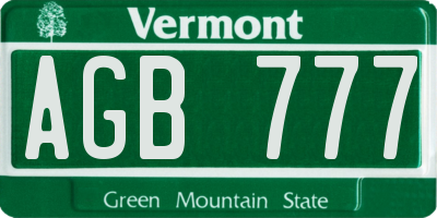 VT license plate AGB777