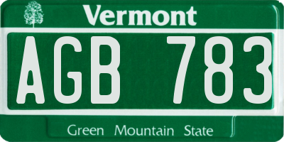 VT license plate AGB783