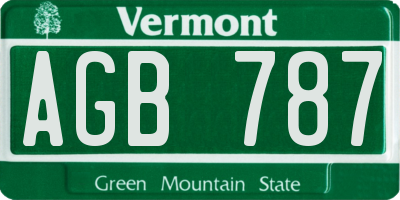 VT license plate AGB787