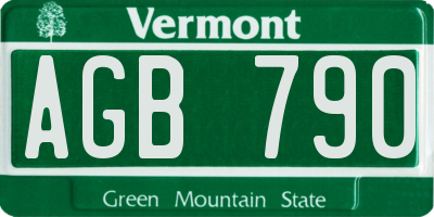 VT license plate AGB790