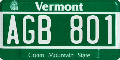 VT license plate AGB801