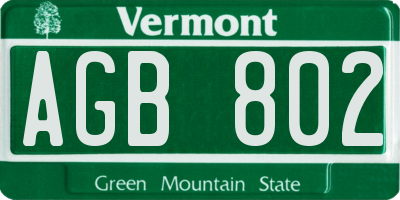 VT license plate AGB802