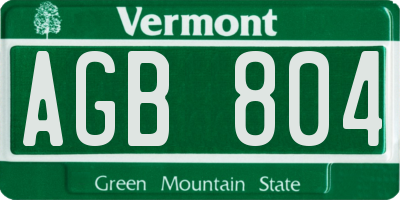 VT license plate AGB804