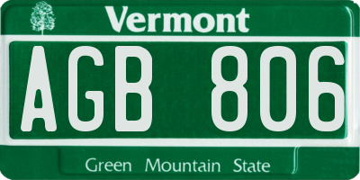 VT license plate AGB806