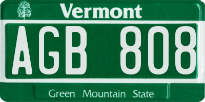 VT license plate AGB808