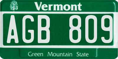 VT license plate AGB809