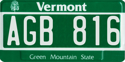 VT license plate AGB816