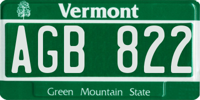 VT license plate AGB822