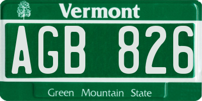 VT license plate AGB826