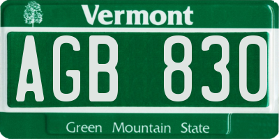 VT license plate AGB830