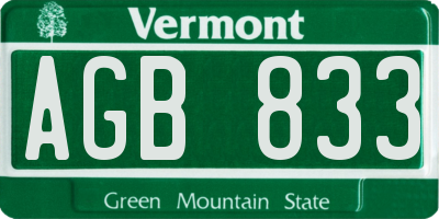 VT license plate AGB833