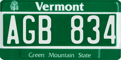 VT license plate AGB834