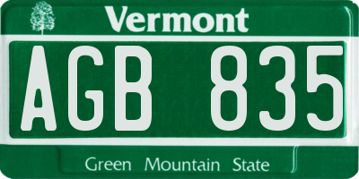 VT license plate AGB835