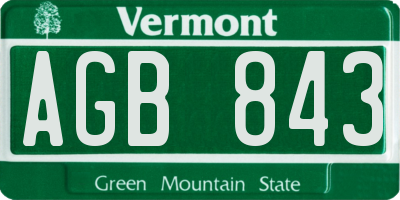 VT license plate AGB843