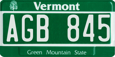 VT license plate AGB845