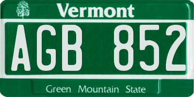 VT license plate AGB852