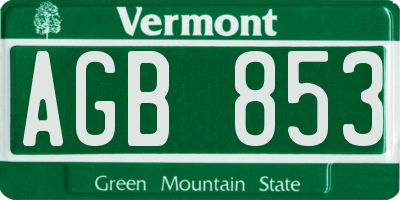 VT license plate AGB853