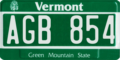 VT license plate AGB854