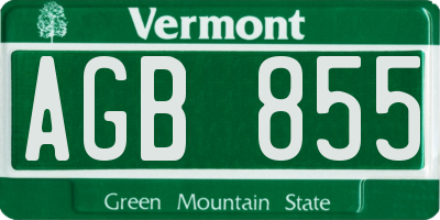 VT license plate AGB855