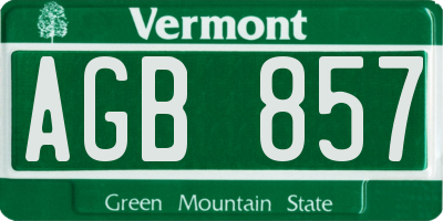 VT license plate AGB857