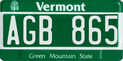 VT license plate AGB865