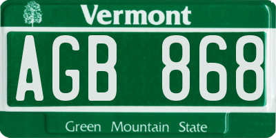 VT license plate AGB868