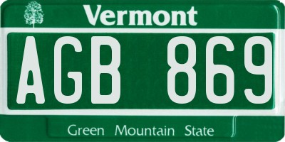 VT license plate AGB869