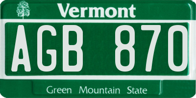 VT license plate AGB870