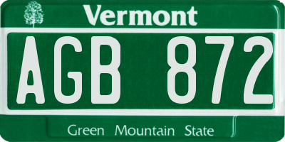 VT license plate AGB872