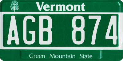 VT license plate AGB874