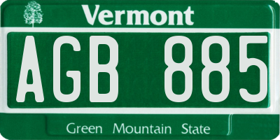 VT license plate AGB885