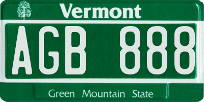 VT license plate AGB888