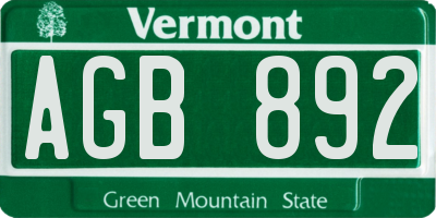 VT license plate AGB892