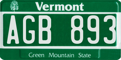 VT license plate AGB893