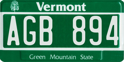 VT license plate AGB894